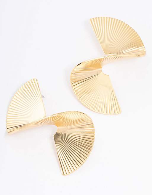 Lovisa Lovisa gold plated twisted fan statement stud earrings in gold
