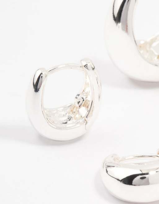 Lovisa Lovisa Silver Plated Small & Medium Oval Huggie Earrings In Silver