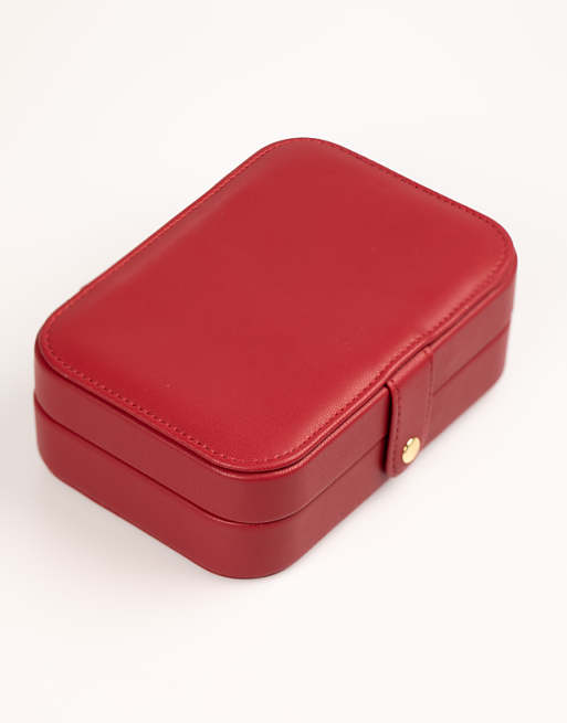 Lovisa Red faux leather rectangular jewellery case in red