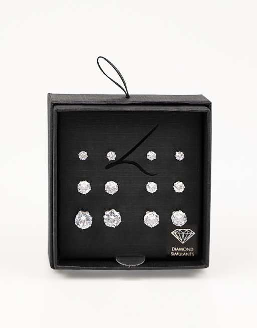 Lovisa Silver classic round cubic zirconia earring 6-pack in silver