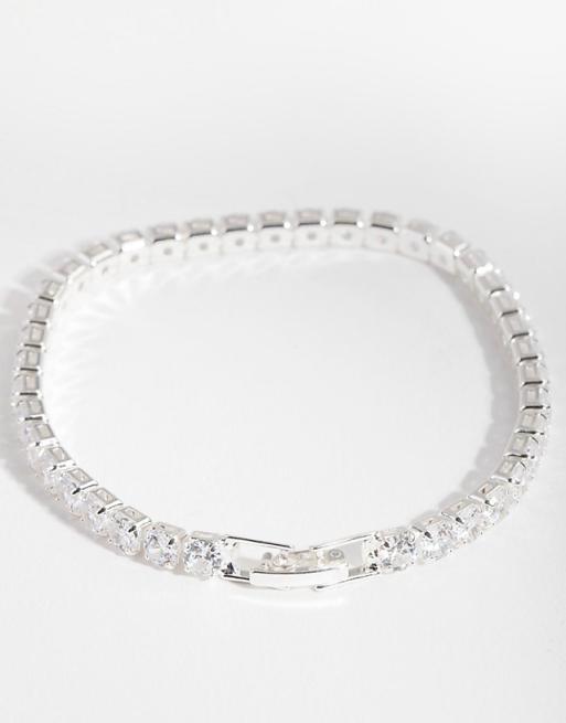 Lovisa Silver cubic zirconia baguette tennis bracelet in silver