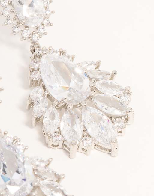 Lovisa Statement Crystal Cluster Drop In Silver