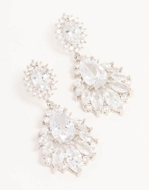Lovisa Statement crystal cluster drop in silver