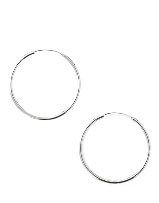 Lovisa Sterling silver 40mm thick hoop earrings in silver