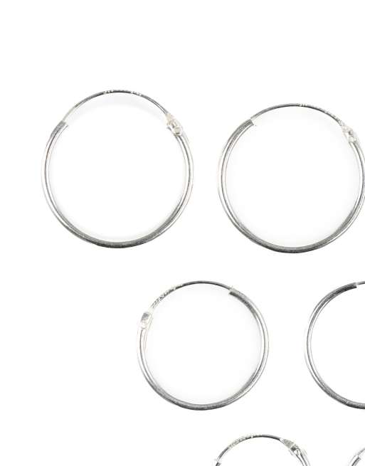 Lovisa Sterling Silver Classic Hoop Pack In Silver