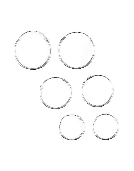 Lovisa Sterling silver classic hoop pack in silver