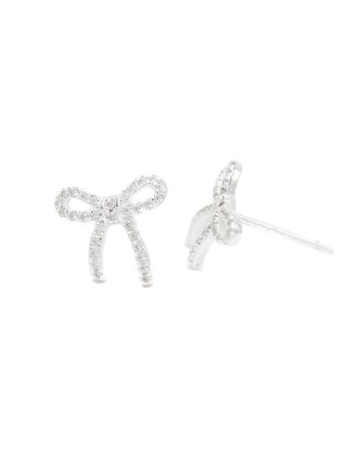Lovisa Sterling Silver Cubic Zirconia Bow Stud Earrings In Silver