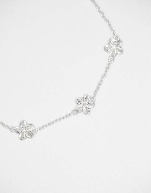 Lovisa Sterling Silver Flower Trio Bracelet In Silver