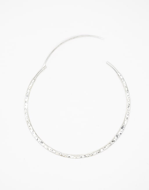 Lovisa Sterling Silver Hammered Hoop Earrings In Silver