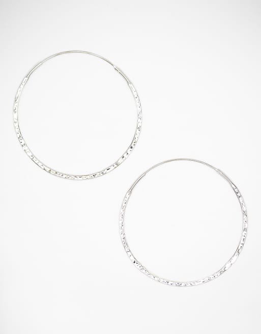 Lovisa Sterling silver hammered hoop earrings in silver