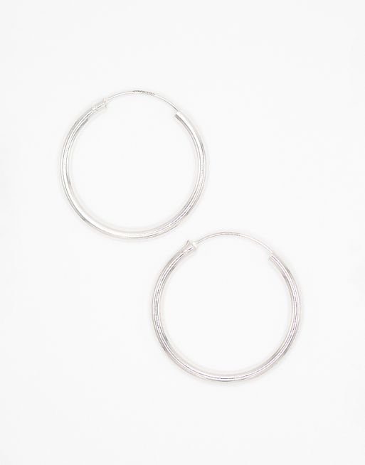 Lovisa sterling silver thick hoop earrings in silver