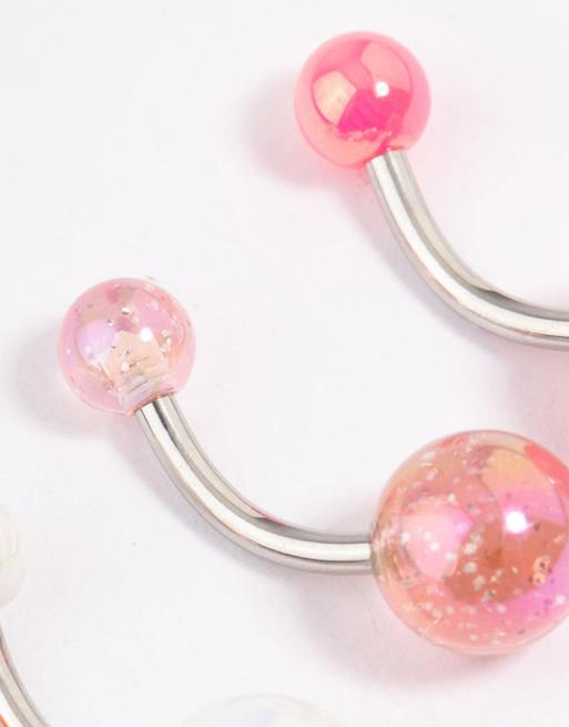 Lovisa Surgical Steel Acrylic Belly Ring 4-pack In Multicolor