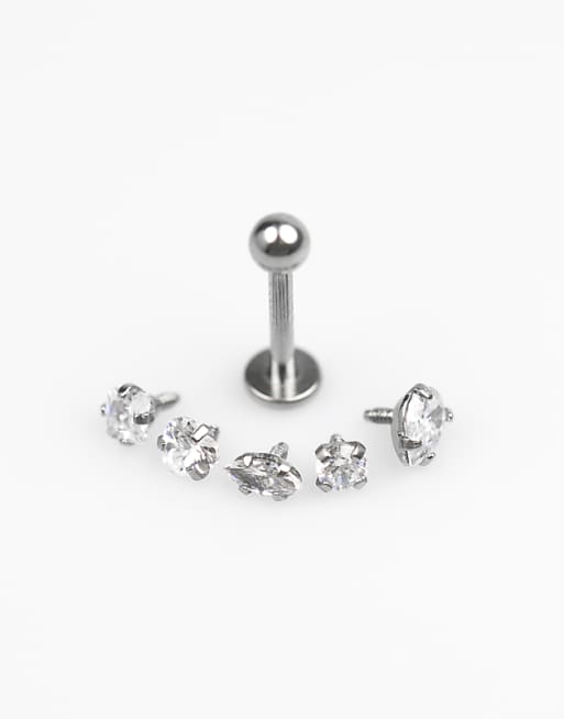 Lovisa surgical steel cubic zirconia flat back 6-pack in silver