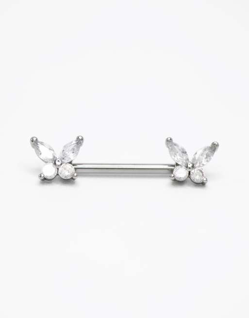 Lovisa Surgical Steel Double Nipple Piercing In Silver