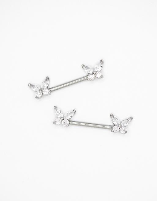 Lovisa Surgical steel double nipple piercing in silver