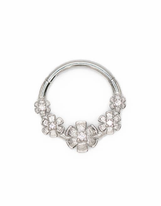 Lovisa Surgical steel flower clicker in silver
