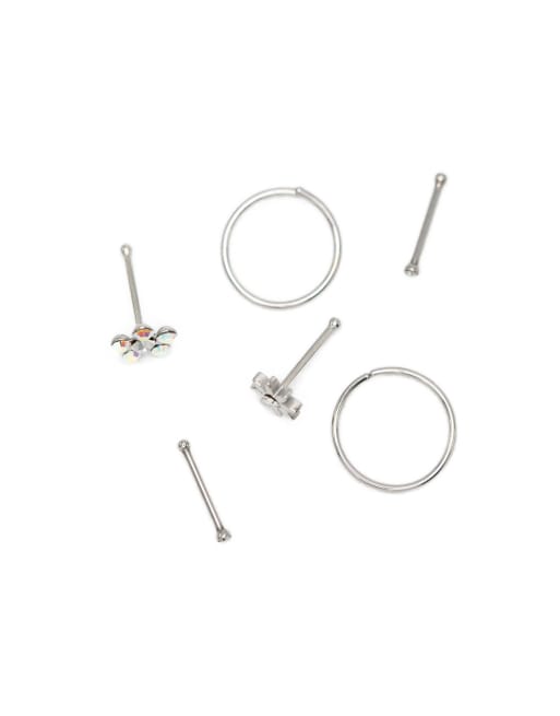 Lovisa Surgical Steel Flower Silver Nose Stud 6-pack In Silver