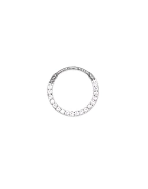 Lovisa Titanium cubic zirconia clicker ring 10 mm in silver