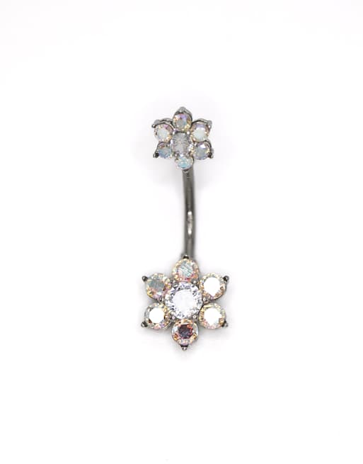 Lovisa Titanium daisy belly bar in silver