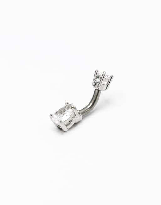 Lovisa Titanium Diamante Belly Bar In Silver
