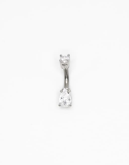 Lovisa Titanium diamante belly bar in silver