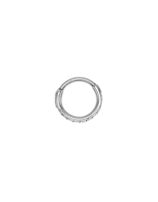 Lovisa Titanium single half cubic zirconia clicker ring 6mm in silver