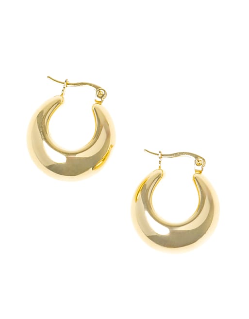 Lovisa waterproof gold plated stainless steel full bubble hoop earrings in gold