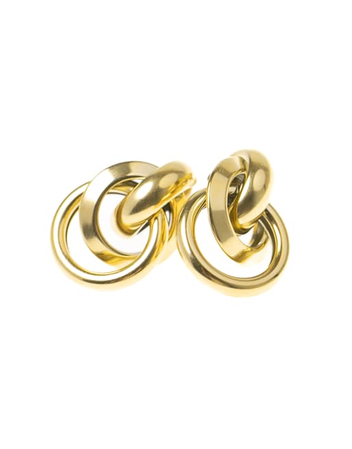 Lovisa Waterproof Gold Plated Stainless Steel Knotted Link Drop Earrings In Gold