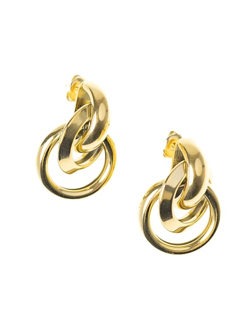 Lovisa waterproof gold plated stainless steel knotted link drop earrings in gold