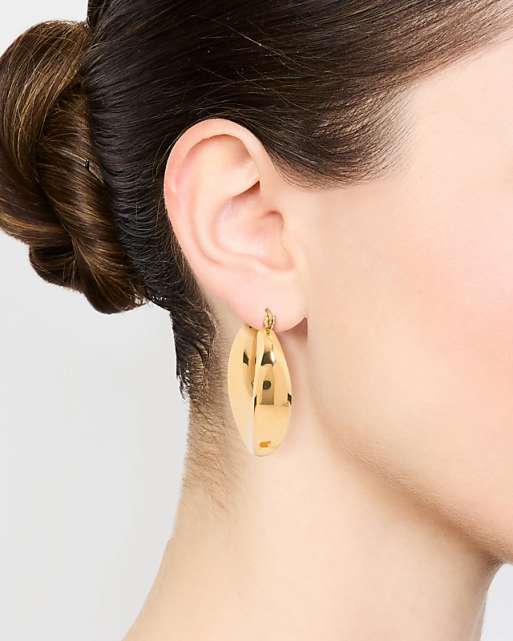 Lovisa Waterproof gold plated stainless steel large hoop earrings in gold