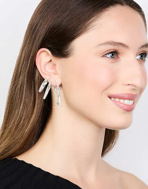 Lovisa waterproof stainless steel large basic hoop earrings pack in silver