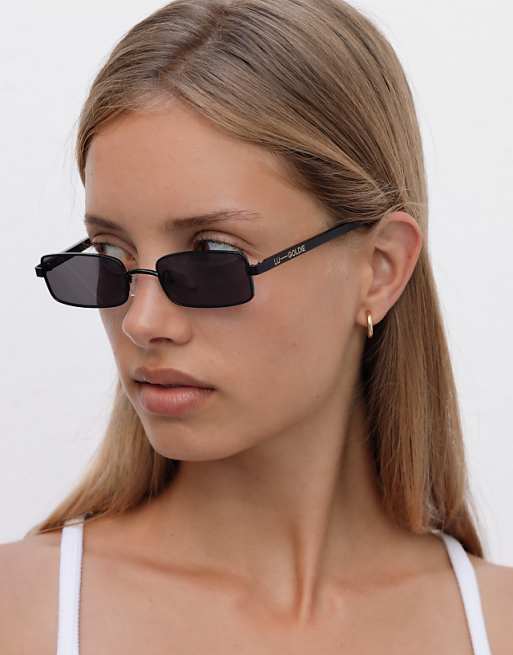 Lu Goldie Nina Metal Rectangle Sunglasses In Black