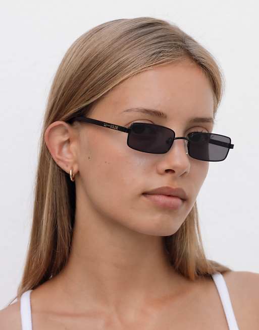 Lu Goldie Nina metal rectangle sunglasses in black