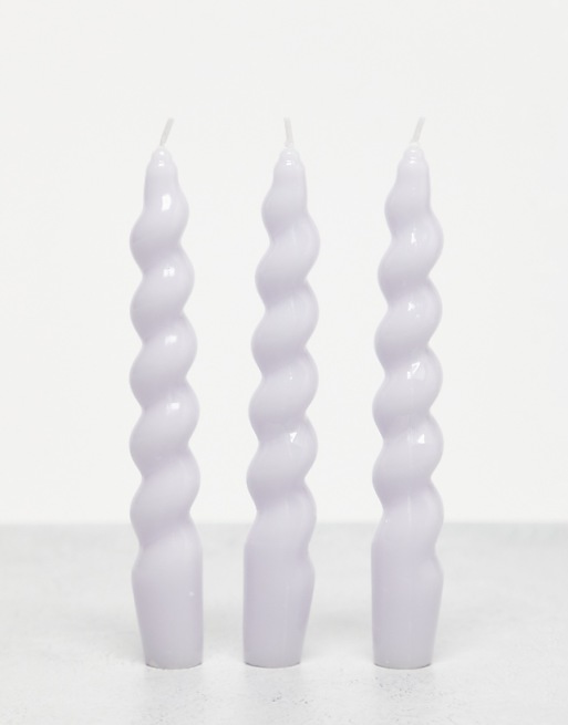 MAEGEN Spiral Taper Candle 3-Pack - Lilac