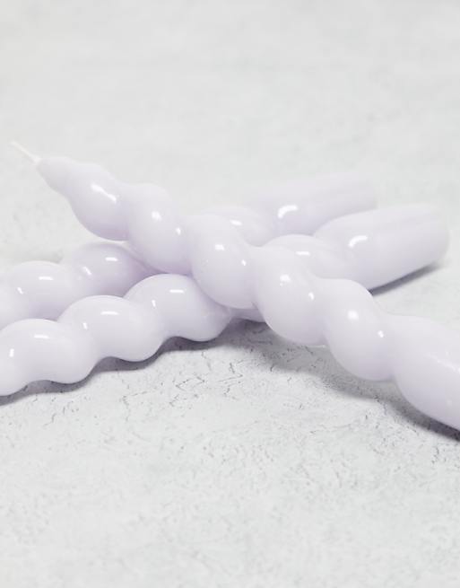 MAEGEN Spiral Taper Candle 3-Pack - Lilac
