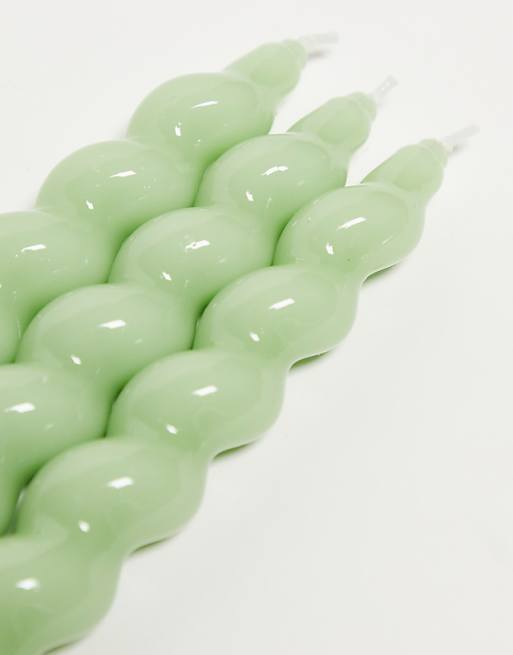 MAEGEN Spiral Taper Candle 3-Pack - Sage