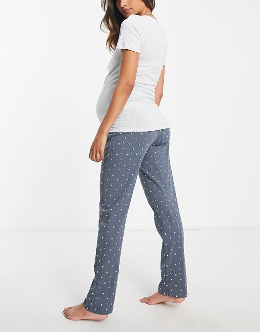 Mamalicious Maternity Star Print Pyjama Set With Nursing Function In Multi