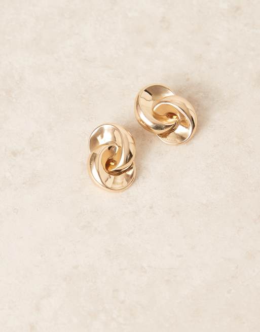Mango Interlocked Stud Earrings In Gold