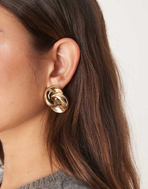 Mango interlocked stud earrings in gold