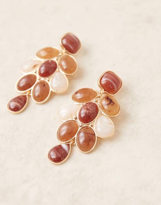 Mango Statement Earrings In Brown