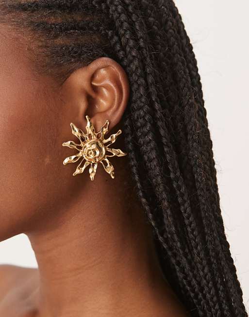Mango sun press stud earings in gold
