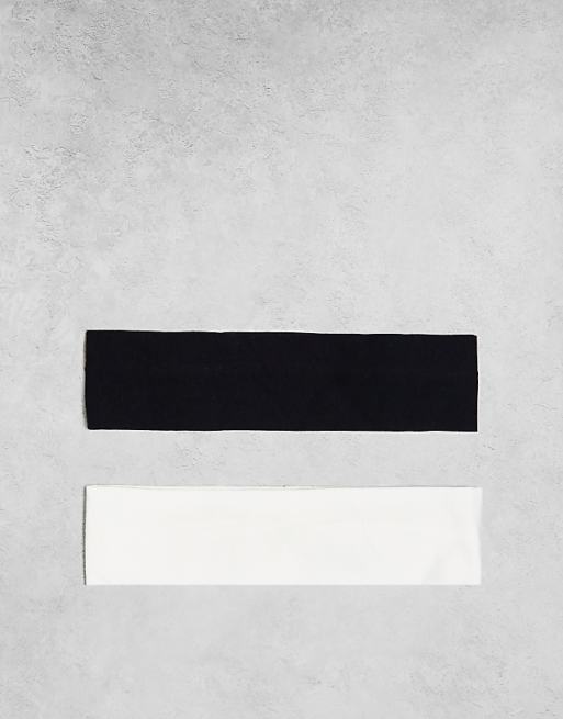 Monki 2 pack jersey headband in black and white