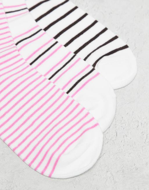 Monki 3 Pack Ankle Socks In Pink Stripe