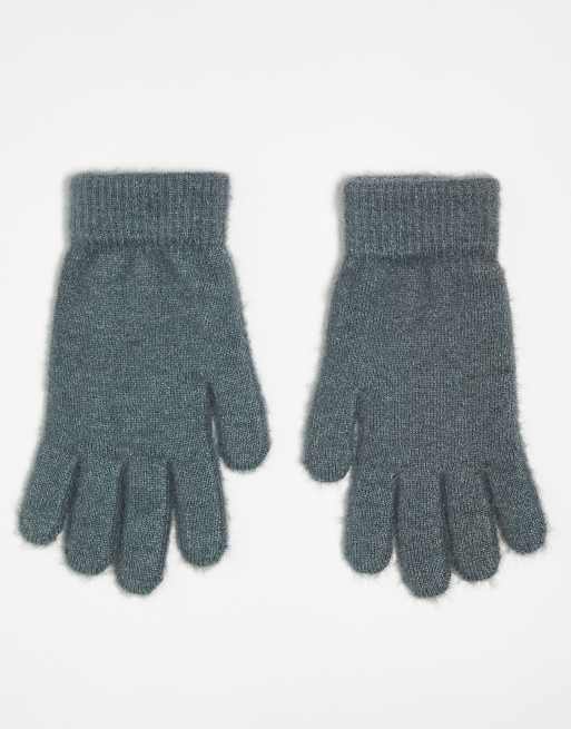 Monki Hairy Gloves In Grey
