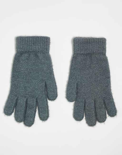 Monki hairy gloves in grey