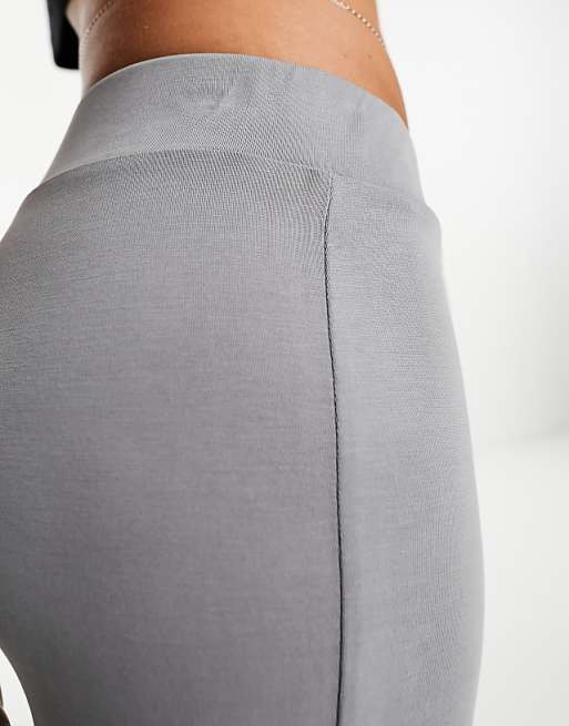 Monki Super Soft Wide Leg Trousers In Light Grey