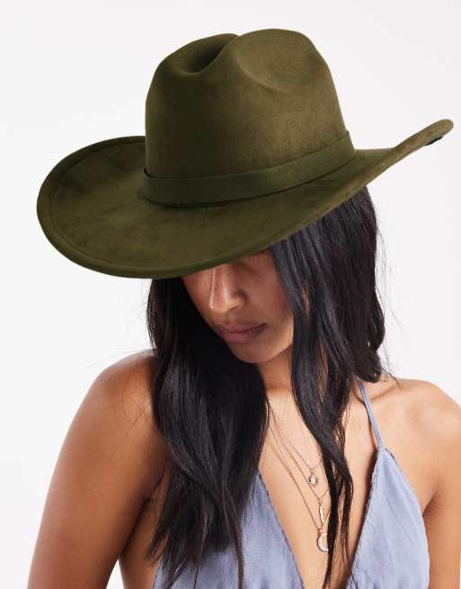 My Accessories Cowboy Hat In Olive Green