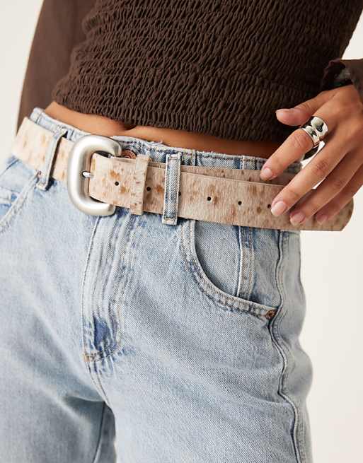 My Accessories deer print belt in white