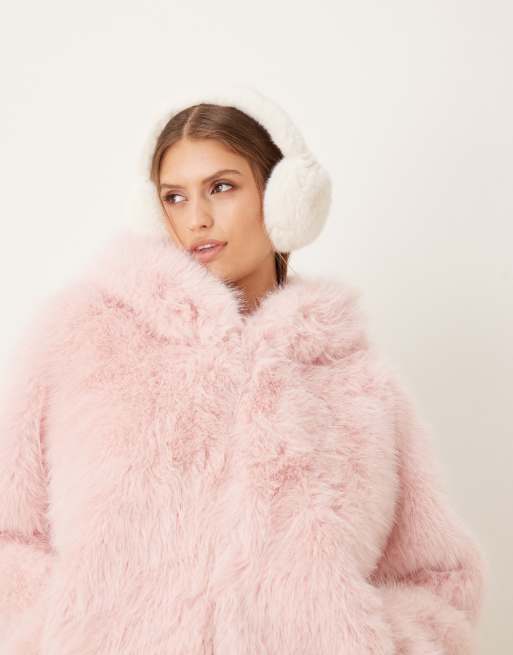 My Accessories Faux Fur Ear Muffs In Cream