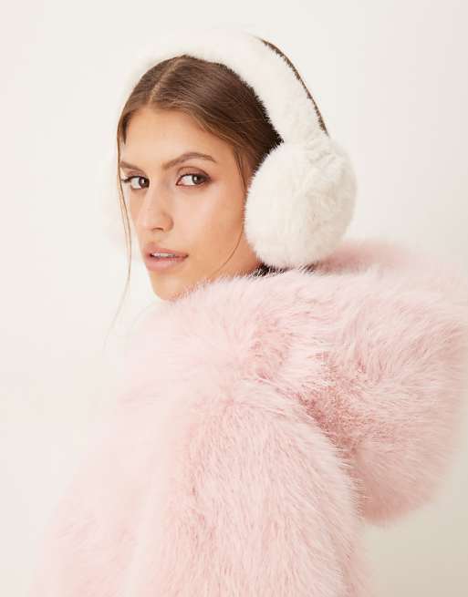 My Accessories faux fur ear muffs in cream